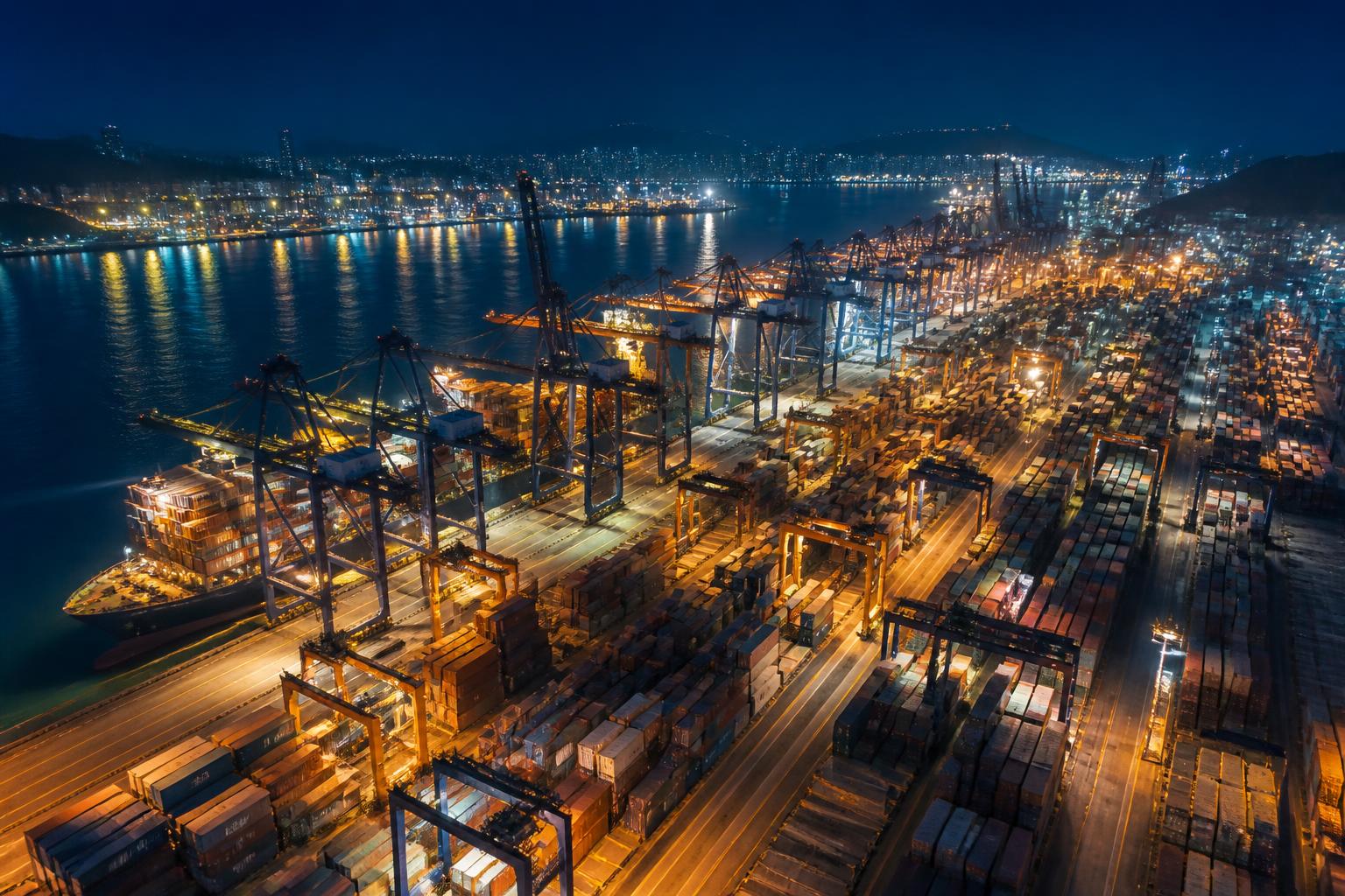 Container port at night